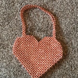 Rose gold beaded heart shape purse